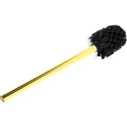 WC-Bürste mit goldenem Griff und schwarzem Bürstenkopf. Ideal Standard Design. Geeignet für die Reinigung in Badezimmern.